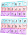 Large Weekly Pill Organizer 3 Times A Day,Travel Pill Cases ，Moisture-Proof 7 Day Pill Contaner, Portable for Pills Vitamin Fish Oil Supplements,Medicine Organizer（2Pack）