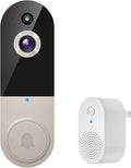 1080P Video Doorbell Camera Wireless, Cloud Storage, Live View, 2-Way Talk, Night Vision, 2.4Ghz WiFi Only, Indoor Surveillance, Real-Time Alert (Linen)