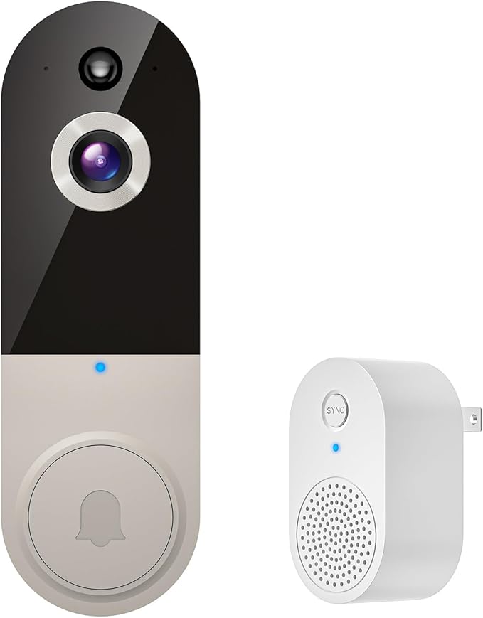1080P Video Doorbell Camera Wireless, Cloud Storage, Live View, 2-Way Talk, Night Vision, 2.4Ghz WiFi Only, Indoor Surveillance, Real-Time Alert (Linen)