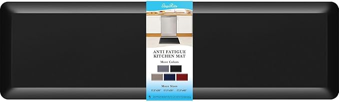 4/5 Inch Thick Kitchen Mat Anti Fatigue Mat Kitchen Rugs Kitchen Decor Non-Slip, Stain & Water Resistant, Kitchen Mats Desk Mat for Kitchen, Office, Workshop, Black, 17'' x 60''