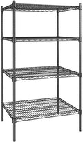 24" x 30" NSF Black Epoxy 4-Shelf Kit with 54" Posts, Heavy Duty Storage Shelving, Wire Shelving Kit, NSF Commercial Storage Rack Unit