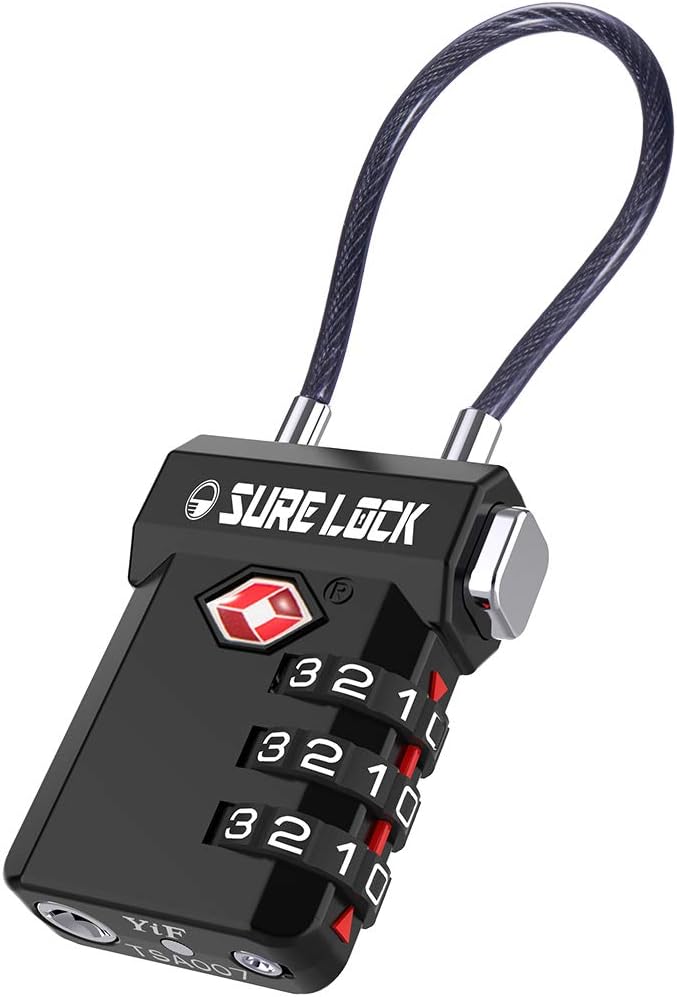 SURE LOCK TSA Approved 3-Digit Combination Luggage Locks – Open Alert Indicator, Re-settable Code with Zinc Alloy Body, Easy-Read Dials for Suitcase, Backpack, Gym Locker & Toolbox (Multiple Colors)