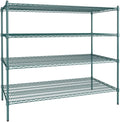 30" x 60" NSF Green Epoxy 4-Shelf Kit with 54" Posts, Heavy Duty Storage Shelving, Wire Shelving Kit, NSF Commercial Storage Rack Unit