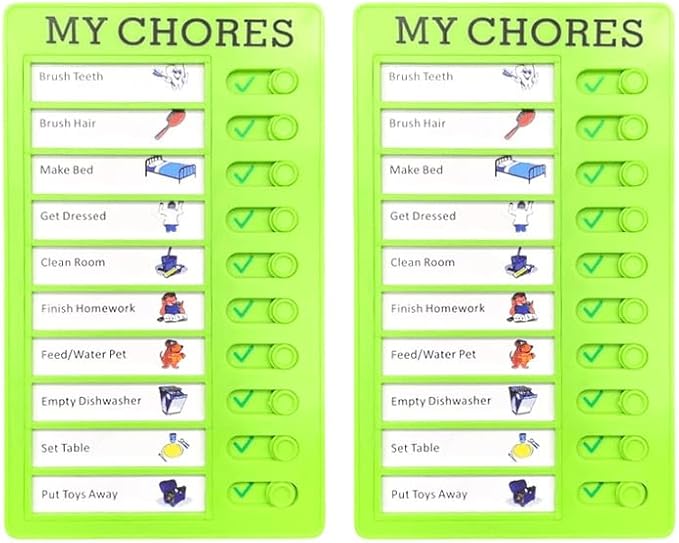 2 Pcs Chore Chart for Adults to do List My Chores Checklist Task Board Sliding Routine Chart for Kids, Memo Boards Slider Schedule DIY Detachable Daily Checklist Planning Table (2Pcs Green My Chores)