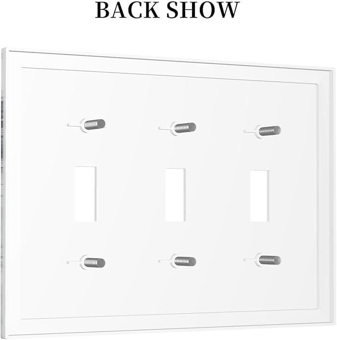 Abstract Marble Ink Texture Grey Marble Print Decorative Switch Plates 3 Gang Wall Plate Triple Toggle Light Switch Cover Faceplate Electrical Wall Panels for Bathroom Kitchen Decor