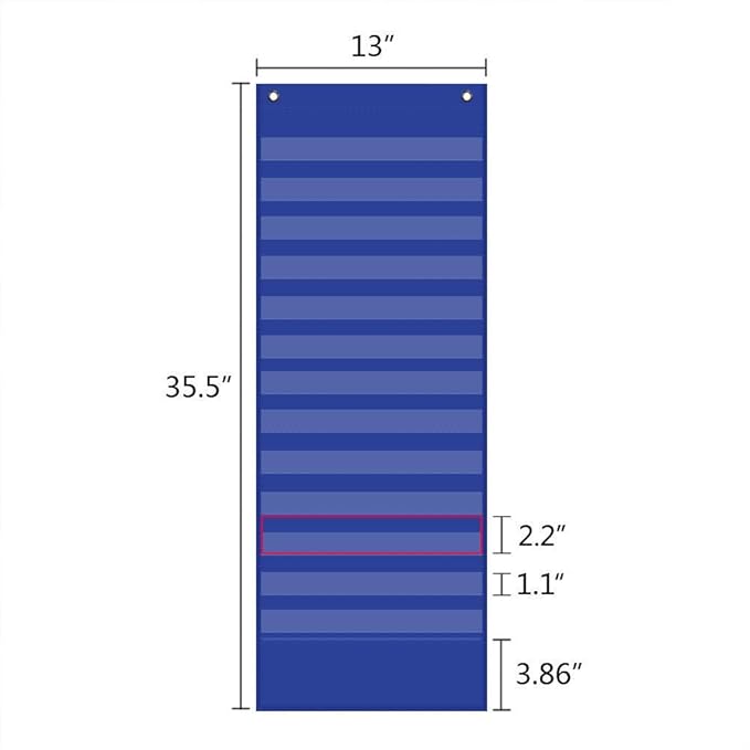 Godery Scheduling Pocket Chart, 13+1 Pockert, Daily Class Schedule Pocket Chart with 18 Dry-Eraser Cards, Ideal for Classroom Office School Home Used, Over-door Mount (Blue)