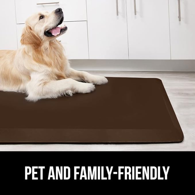 GORILLA GRIP Comfortable Cushioned Kitchen Mats for Floor, 39x20, Waterproof and Stain Resistant Soft Top, 3/4 Inch Thick Ergonomic Standing Desk Anti Fatigue Mat, Foam Supports Ankles and Feet, Brown