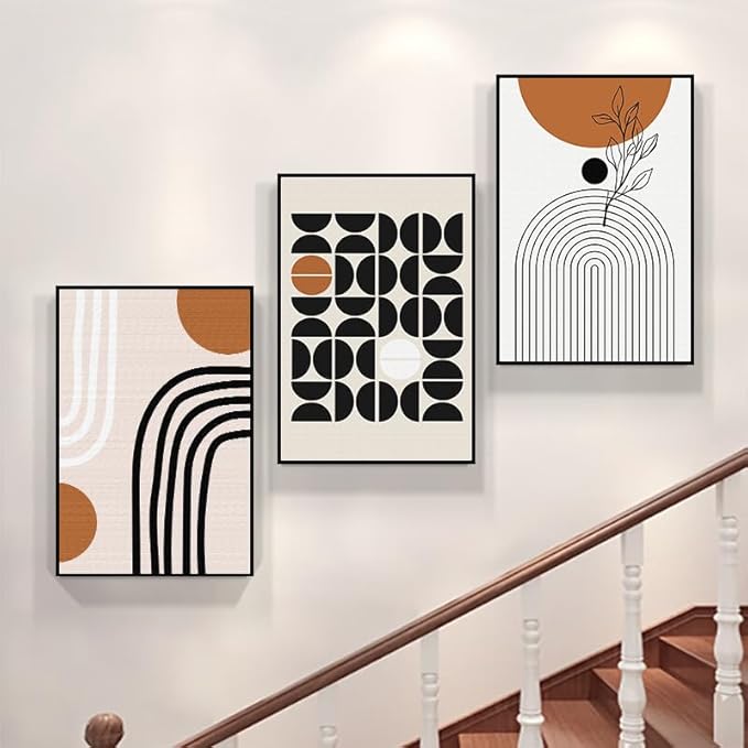 QKF Large Canvas Wall Art With Framed For Living Room Modern Abstract Home Decoration Painting Bohemian wall Decor Bedrooms Offices artwork 3 piece Set 20" X 28"
