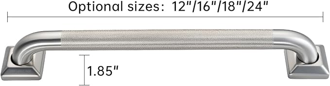 joyrain 500lb Capacity Stainless Steel Grab Bar - Heavy Duty Bathroom Safety Rail for Elderly, Anti-Slip Shower Handle, ADA Compliant (Knurling, 18inch)