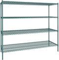 24" x 72" NSF Green Epoxy 4-Shelf Kit with 64" Posts, Heavy Duty Storage Shelving, Wire Shelving Kit, NSF Commercial Storage Rack Unit