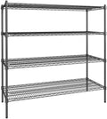 21" x 54" NSF Black Epoxy 4-Shelf Kit with 54" Posts, Heavy Duty Storage Shelving, Wire Shelving Kit, NSF Commercial Storage Rack Unit