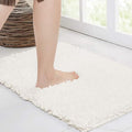 Walensee Bathroom Rug Non Slip Bath Mat (32x20 Inch Ivory) Water Absorbent Super Soft Shaggy Machine Washable Dry Extra Thick Perfect Absorbant Best Large Plush Carpet for Shower Floor