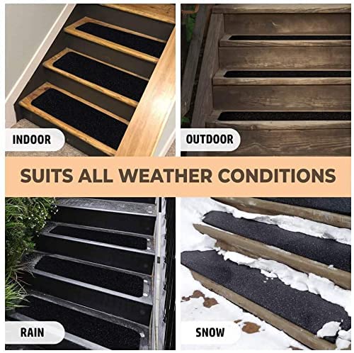Grip Tape 6” X 24” (10-Pack) - Stair Treads for Stairs, Anti Slip Tape for Indoor and Outdoor, Non Skid Treads for Wooden Steps, Concrete Steps, Etc. (Works on All Surfaces & Weather)