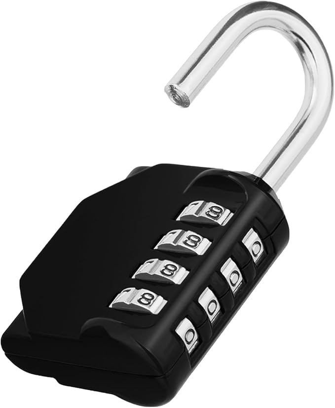 ZHEGE Padlock, Combination Lock 4 Digits, Outdoor Padlock Weatherproof for Gym Locker, Garden Fence Gate (Black)