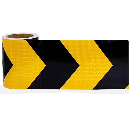 Yellow and Black Reflective Tape 12 inch Wide, Outdoor Waterproof Hazard Conspicuity Warning Industrial Marking Tape (66 feet)