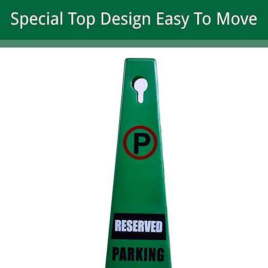 BESEA 4Pack No Parking Cone Green Caution 4 Sided No Parking Cone Reserved Parking