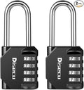 2 Pack disecu 2.2 Inch Long Shackle Combination Lock, 4 Digit Outdoor Waterproof Padlock for School Locker, Gym Locker, Storage Unit, Gate, Fence, Toolbox, Cabinet (Black)