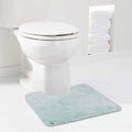Walensee Contour Rug (20x24, Aqua) Non Slip Bath Mat, Soft Microfiber Shaggy Mat, Machine Washable, U Shape Toilet Rug