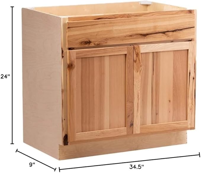 Quicklock RTA (Ready-to-Assemble) | Base Kitchen Cabinets - Shaker Style | Made in America (Rustic Hickory, 36" Wx34.5 Hx24 D Base)