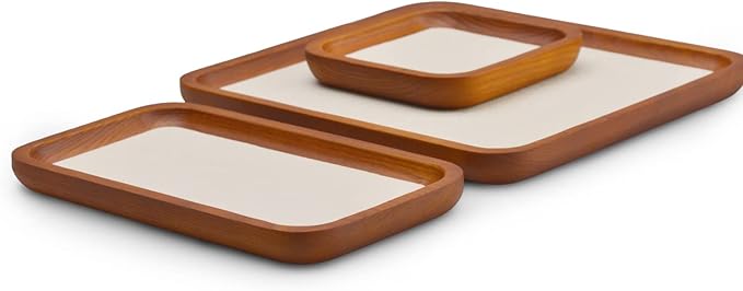 Oirlv Solid Wood Jewelry Tray Jewelry Display Holder Showcase Watch Display Organizer (Medium, Creamy-white)