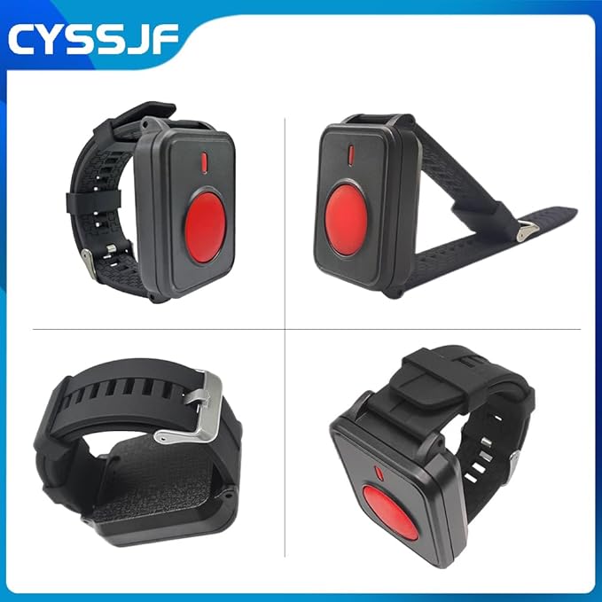 Wireless Call Strobe Light System for Elderly Wrist SOS to Caregiver Pager Life Alert Systems for Seniors Patients at Home Hospitals Nurse with 1 Call Light Waterproof Watch and Lanyard Panic Button