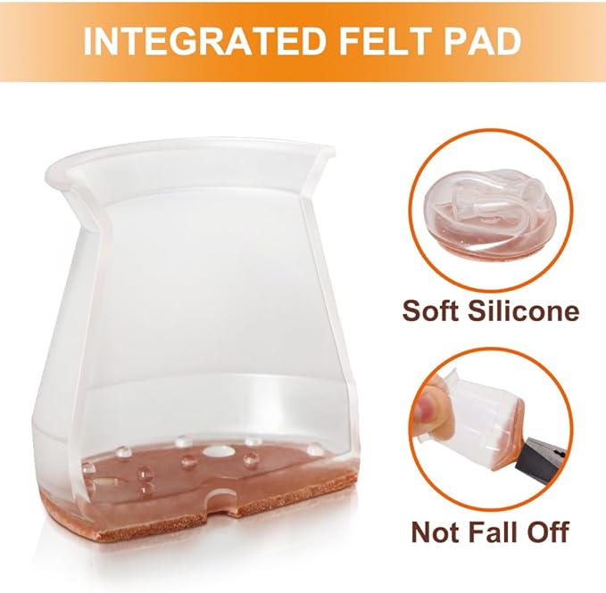 32 Pcs VIUME Chair Leg Floor Protectors for Hardwood Floors Silicone Covers to Protect Wood Tile Floors Scratches Felt Pads Furniture Leg Caps Reduce Noise (Fit:1.3"-2")