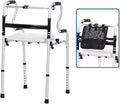 300LBS Lightweight Folding Walker with Seat,Storage Bag,Adjust Height (5'-6'5"), 2-in-1 Fixed/Cross Modes, Stable Aluminum Mobility Aid for Seniors, Post-Surgery Patients & Mobility-Impaired