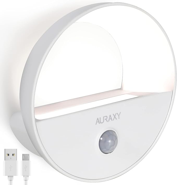 Rechargeable Motion Sensor Night Light, Battery Night Lights LED Cool White Magnetic Stick-on Motion Sensored Hallway Light, with Dusk to Dawn Sensor for Stair, Wall, Bedroom, Bathroom(1 Pack)