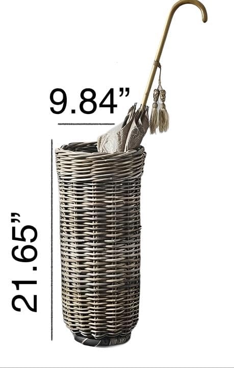 PFLife: Wicker Umbrella Stand Indoor, Umbrella Holder for Entryway, Natural & Handmade Rattan Umbrella Stand for Storing Umbrellas, Walking Sticks & Walking Canes, Drip Tray, Mudroom