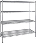 24" x 60" NSF Chrome 4-Shelf Kit with 64" Posts, Heavy Duty Storage Shelving, Wire Shelving Kit, NSF Commercial Storage Rack Unit