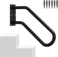 Hand Rails for Outdoor 1-2 Steps, Indoor Stairs, Bathroom, Wall Mount Non-Slip U-Shape Stair Hand Railing Black 1 Pack