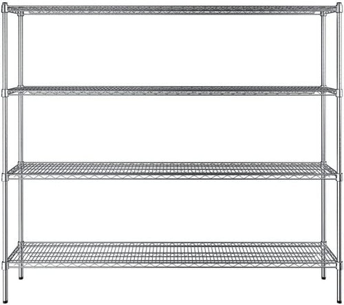 14" x 72" NSF Chrome 4-Shelf Kit with 64" Posts, Heavy Duty Storage Shelving, Wire Shelving Kit, NSF Commercial Storage Rack Unit