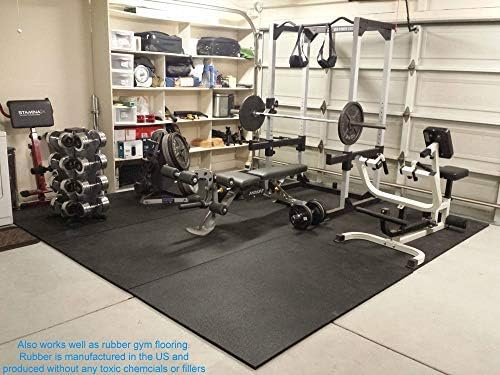 American Floor Mats - Heavy Duty Stall Tiles - Stable/Horse Tiles - Thick, Durable Rubber Flooring Solid Black 8' x 8' Set 3/8" Thick (16 Tiles Total)