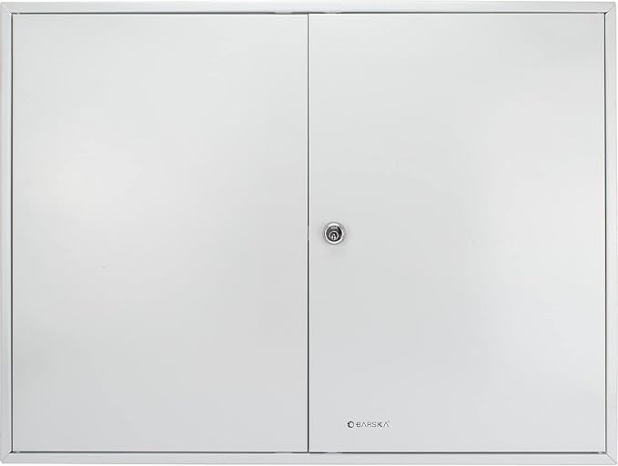 Barska 600 Position Key Cabinet – Wall Mount Key Safe with Numbered Hooks, Index Log Sheet, Colored Tags, Adjustable Dividers, Steel Construction for Office or Commercial Use