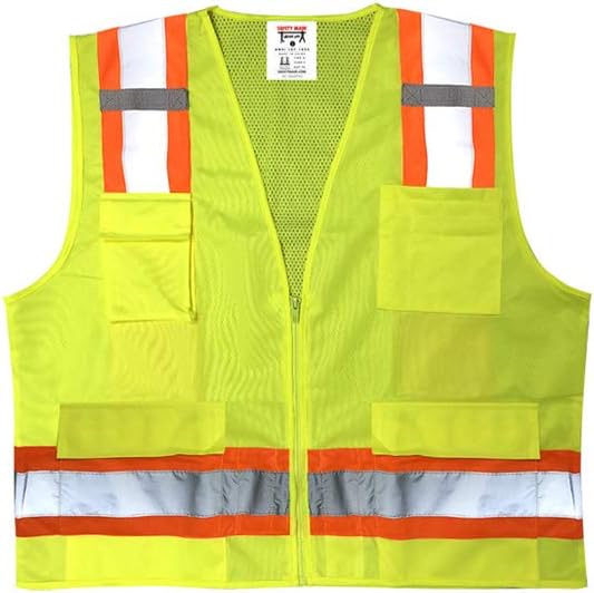 Premium High Visibility Surveyor Vest Solid Front Mesh Back, 5 Pack, 3X-Large