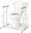 Caring Free-Standing Toilet Safety Rail – Adjustable Bathroom Support Frame & Toilet Seat Riser Aid for Seniors, Sturdy Aluminum Handles, 26.5" Wide Base, Supports up to 300 lbs
