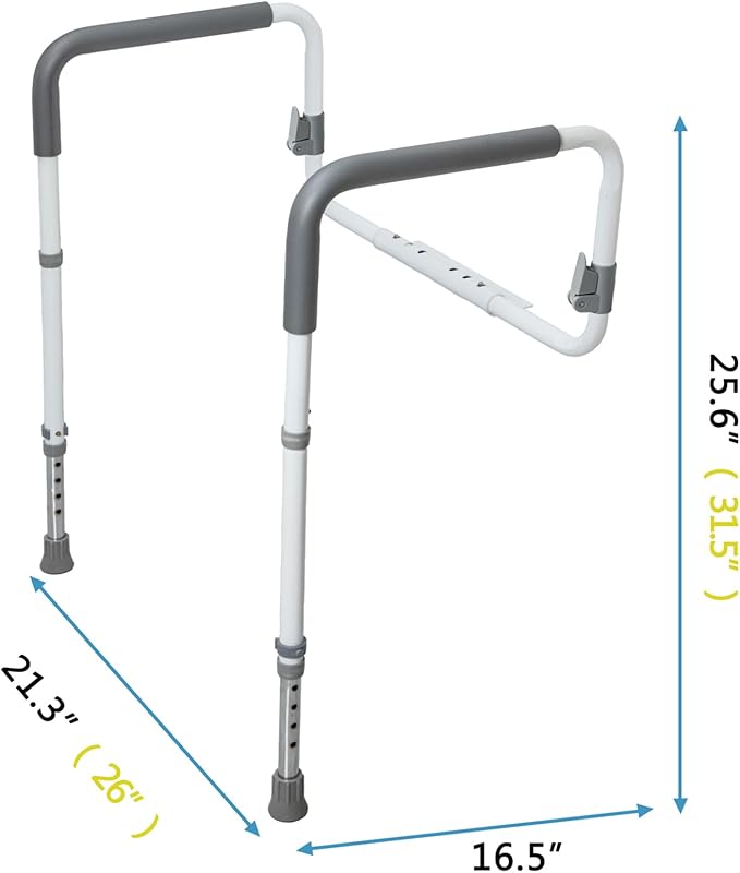 Toilet Safety Rails for Elderly Adults - Adjustable Bathroom Toilet Safety Frame with Handles - Stand Alone Toilet Grab Bar for Senior, Handicap & Disabled,Fits Most Toilets, White, TRX-8002