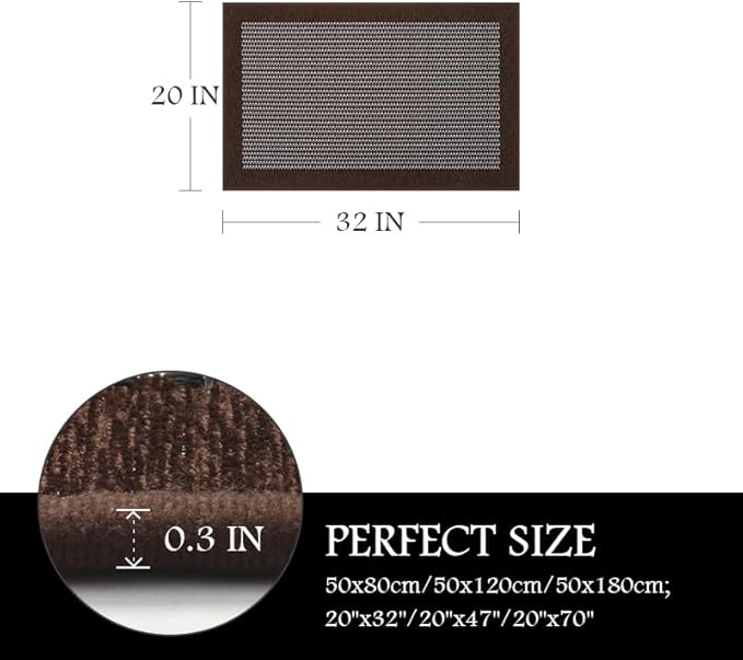 PADOOR Kitchen Rugs and Mats Non Skid Washable - Non Slip Absorbent Kitchen Runner Rugs for Floor, Machine Washable Standing Mats for in Front of Sink,Entryway,Entrance,Door(20"x32",Dark Brown)