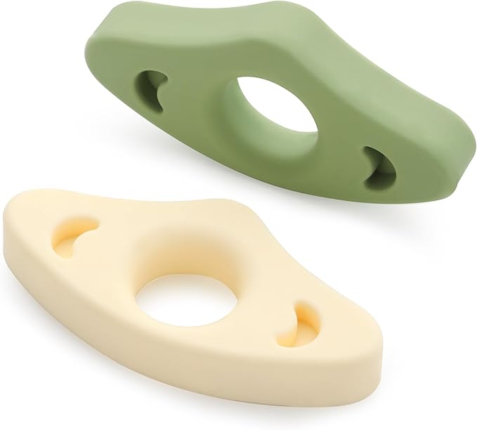 Book Page Holder, 2 Pack Breathable Silicone Thumb Page Holder for Reading, Ideal Book Reader Gifts and Reading Accessories (Small Size, Off White - Green)