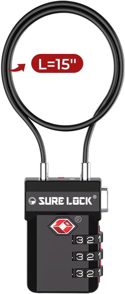 SURE LOCK TSA Approved 3-Digit Combination Luggage Locks – Open Alert Indicator, Re-settable Code with Zinc Alloy Body, Easy-Read Dials for Suitcase, Backpack, Gym Locker & Toolbox (Multiple Colors)