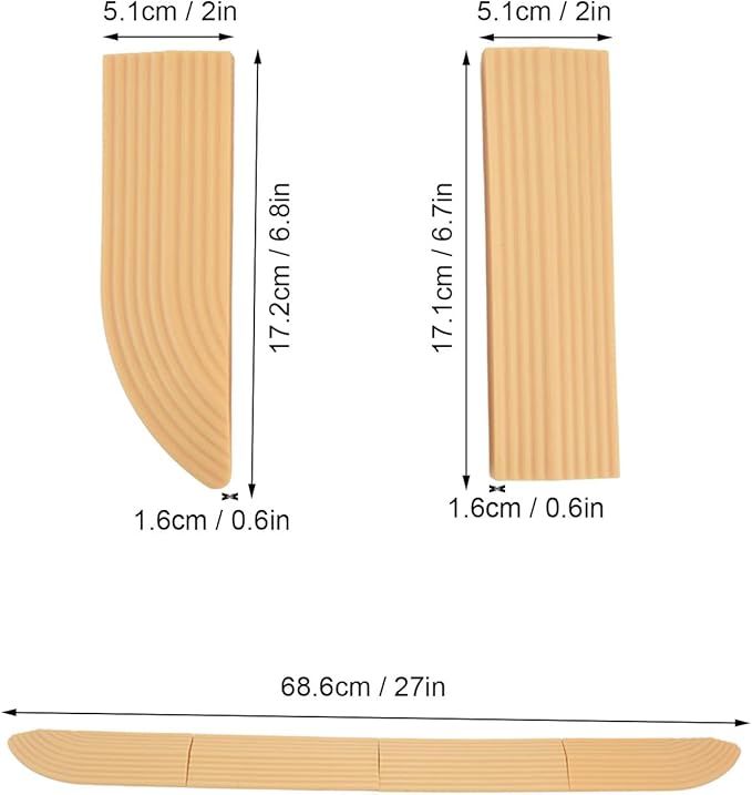 Universal Rubber Wheelchair Ramp for Doorways, Thresholds, Stairs, Bathroom, 4 Pack, Cream