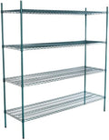21" x 72" NSF Green Epoxy 4-Shelf Kit with 74" Posts, Heavy Duty Storage Shelving, Wire Shelving Kit, NSF Commercial Storage Rack Unit