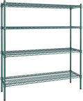 14" x 48" NSF Green Epoxy 4-Shelf Kit with 54" Posts, Heavy Duty Storage Shelving, Wire Shelving Kit, NSF Commercial Storage Rack Unit