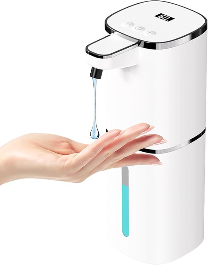 Automatic Liquid Soap Dispenser Touchless, USB Rechargeable Smart Hand Soap Dispenser, 9-Level Adjustable, Physical Button Operation, 13.5oz/400mL Wall Mounted for Bathroom Kitchen Dish Soap