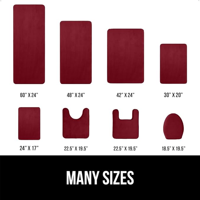 GORILLA GRIP Memory Foam Bath Mat, Soft Absorbent Velvet Bathroom Mats, Durable Dots on Underside, Machine Washable Bathmat, Carpet Rug Room Decor for Shower Tub Floor RV, 24x17 Rugs, Burgundy