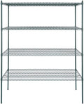 30" x 60" NSF Green Epoxy 4-Shelf Kit with 74" Posts, Heavy Duty Storage Shelving, Wire Shelving Kit, NSF Commercial Storage Rack Unit