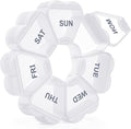 Large Weekly Pill Organizer, Pill Box 7 Day, KAPENS Daily Vitamin Case Large Capacity Compartments, Pill Containers for Fish Oil Medicine Supplements, White