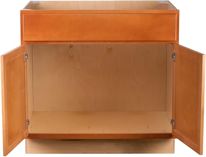 Quicklock RTA (Ready-to-Assemble) | Base Kitchen Cabinets - Shaker Style | Made in America (Provincial Stain, 36" Wx34.5 Hx24 D Sink Base)
