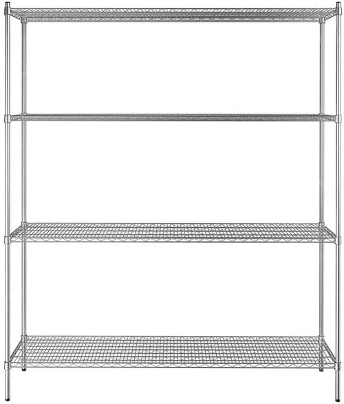 18" x 72" NSF Stainless Steel 4-Shelf Kit with 86" Posts, Heavy Duty Storage Shelving, Wire Shelving Kit, NSF Commercial Storage Rack Unit