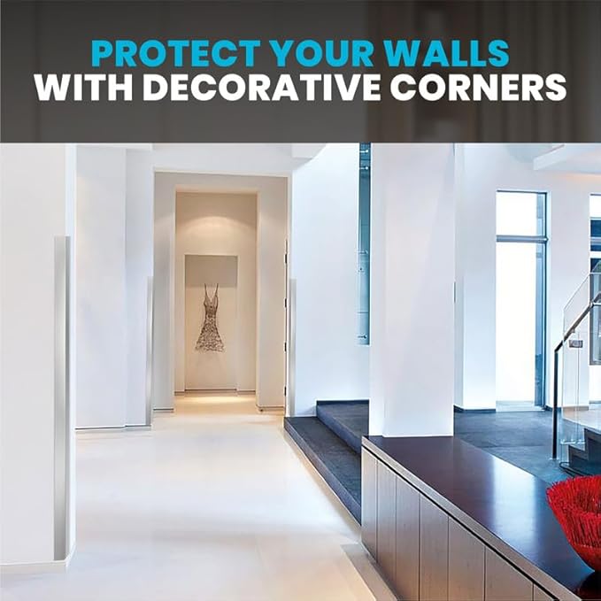Proflex Wall Corner Protector - Brushed Aluminum 1-1/2 inch x 36 inch - Pack of 6 - Self Adhesive Corner Guards for Walls Edge Protection – Easy to Apply – No Tools Needed